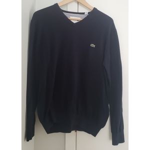Lacoste Men's Navy V-Neck Sweater Size 7 XXL